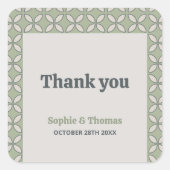 ミッドセンチュリーモダンレトロズ結婚グリーンサンキュー スクエアシール (正面)