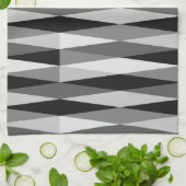 ミッドセンチュリーモダンレトロダイヤモンド白黒グレイ キッチンタオル (折り畳み)