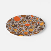ミッドセンチュリーモダンレトロドットパターンブラウンオレンジ ペーパープレート (アングル)