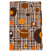 ミッドセンチュリーモダンレトロドットパターンブラウンオレンジ ミディアムペーパーバッグ (正面)