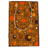 ミッドセンチュリーモダンレトロドットパターンブラウンオレンジ ミディアムペーパーバッグ (正面)