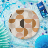 ミッドセンチュリーモダンレトロパターン茶色のアーストーン ペーパープレート (パーティー)