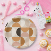 ミッドセンチュリーモダンレトロパターン茶色のアーストーン ペーパープレート (パーティー)