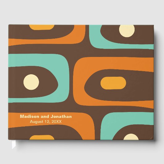 ミッドセンチュリーモダンレトロピケパーソナライズされた ゲストブック (正面)