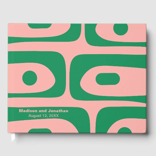 ミッドセンチュリーモダンレトロピケパーソナライズされた ゲストブック (正面)