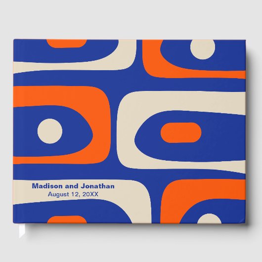 ミッドセンチュリーモダンレトロピケパーソナライズされた ゲストブック (正面)