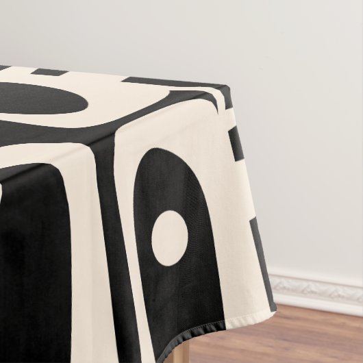 ミッドセンチュリーモダンレトロピケブラックアンドクリーム テーブルクロス (インサイチュ)