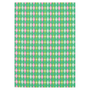 ミッドセンチュリーモダンレトロピンク&グリーンダイヤモンド テーブルクロス