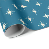 ミッドセンチュリーモダンレトロブルーアトミックスターズ ラッピングペーパー (ロールコーナー)