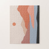 ミッドセンチュリーモダンレトロランドスケープオレンジ ジグソーパズル (縦)