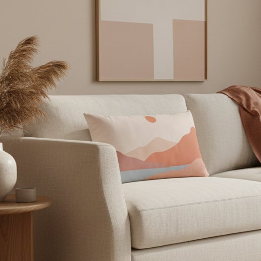 ミッドセンチュリーモダンレトロランドスケープオレンジ ランバークッション