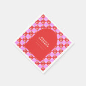 ミッドセンチュリーモダンレトロレッド&ピンクアーチジオメトリック スタンダードカクテルナプキン (角)