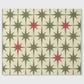 ミッドセンチュリーモダンレトロヴィンテージクリスマススターズ ラッピングペーパー (フラット)