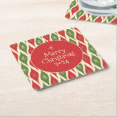 ミッドセンチュリーモダンレトロヴィンテージメリークリスマス スクエアペーパーコースター (アングル)