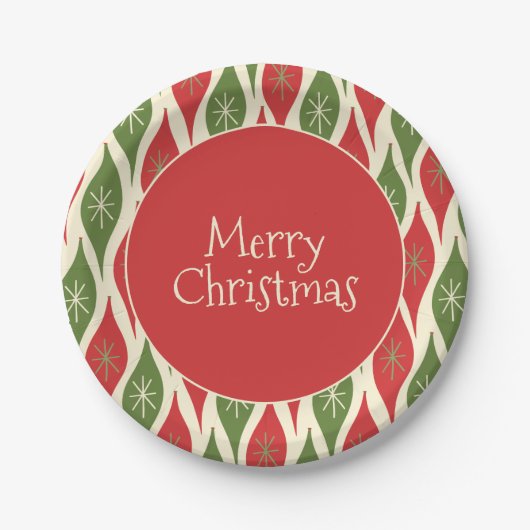 ミッドセンチュリーモダンレトロヴィンテージメリークリスマス ペーパープレート (正面)