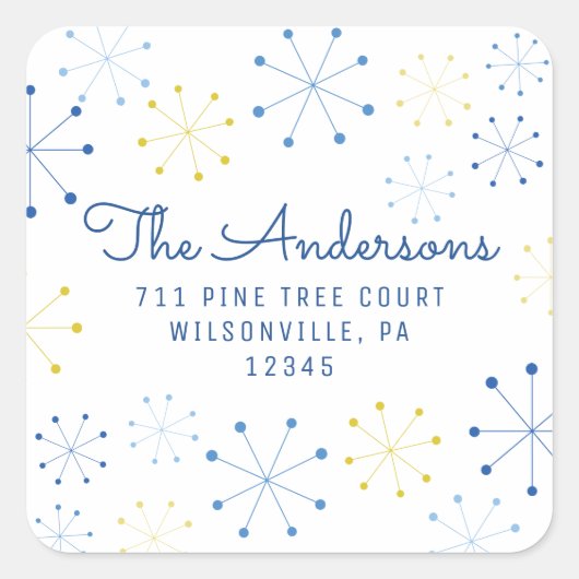 ミッドセンチュリーモダンレトロヴィンテージ差出人住所 スクエアシール (正面)