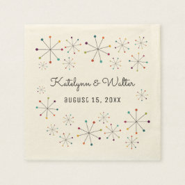 ミッドセンチュリーモダンレトロヴィンテージ結婚スタイル スタンダードカクテルナプキン