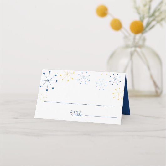 ミッドセンチュリーモダンレトロヴィンテージ結婚スタイル プレイスカード (正面)