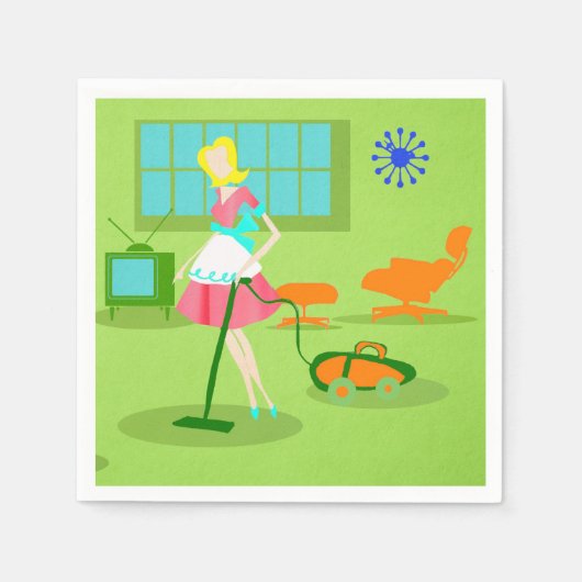 ミッドセンチュリーモダンレトロ主婦紙ナプキンス スタンダードカクテルナプキン (正面)