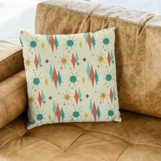 ミッドセンチュリーモダンレトロ原子スターバストダイヤモンド クッション