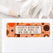 ミッドセンチュリーモダンレトロ原子ドットパターンのリターン ラベル (インサイチュ)