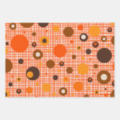 ミッドセンチュリーモダンレトロ原子ドットパターン ラッピングペーパーシート (正面)