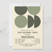 ミッドセンチュリーモダンレトロ幾何学クリーム誕生日 招待状 (正面)