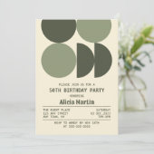 ミッドセンチュリーモダンレトロ幾何学クリーム誕生日 招待状 (スタンド正面)