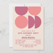 ミッドセンチュリーモダンレトロ幾何学的ベージュ誕生日 招待状 (正面)