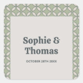 ミッドセンチュリーモダンレトロ結婚ズオリーブグリーン スクエアシール (正面)