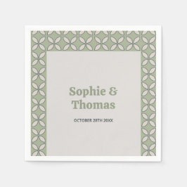 ミッドセンチュリーモダンレトロ結婚ズオリーブグリーン スタンダードカクテルナプキン
