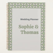 ミッドセンチュリーモダンレトロ結婚ズオリーブグリーン プランナー手帳 (正面)