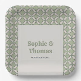 ミッドセンチュリーモダンレトロ結婚ズオリーブグリーン ペーパープレート