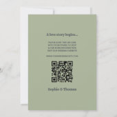 ミッドセンチュリーモダンレトロ結婚ズオリーブグリーン 招待状 (裏面)