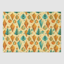 ミッドセンチュリーモダンレトロ銅とティール（緑がかった色）クリスマス 薄葉紙