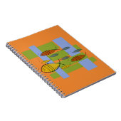 ミッドセンチュリーモダンレトロ魚がオレンジで泳ぐ ノートブック (右側)