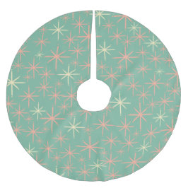 ミッドセンチュリーモダンレトロ50sスターバストピンクミント ブラッシュドポリエステルツリースカート