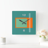 ミッドセンチュリーモダンレトロ スクエア壁時計 (ホーム)