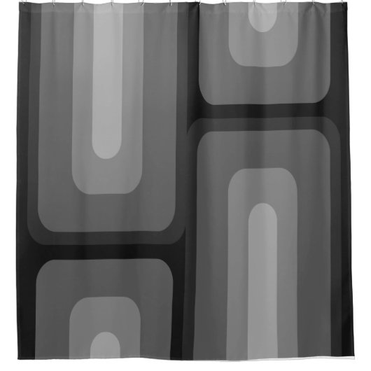 ミッドセンチュリーモダンロング長方形ダークグレー シャワーカーテン (正面)