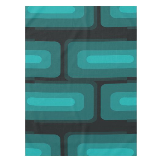 ミッドセンチュリーモダンロング長方形ティール（緑がかった色） テーブルクロス (正面)