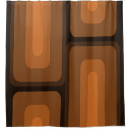 ミッドセンチュリーモダンロング長方形バーンドオレンジ シャワーカーテン