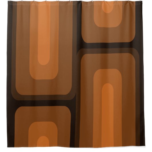ミッドセンチュリーモダンロング長方形バーンドオレンジ シャワーカーテン (正面)