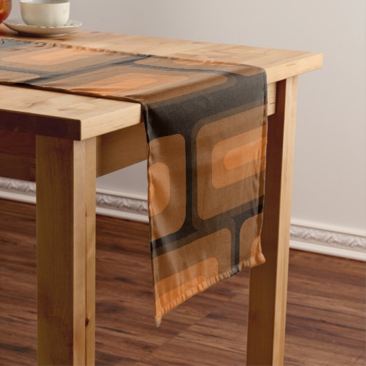 ミッドセンチュリーモダンロング長方形バーンドオレンジ ショートテーブルランナー (インサイチュ)