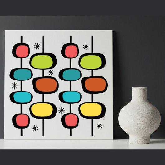 ミッドセンチュリーモダンヴィンテージがポールで楕円を星 タイル