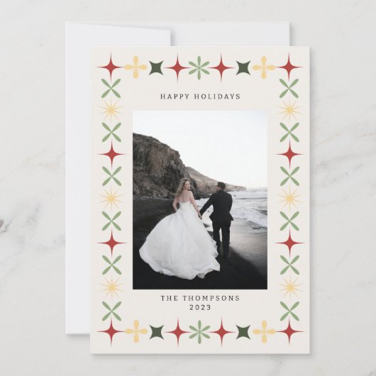ミッドセンチュリーモダンヴィンテージクリスマスフォトカード 招待状 (正面)