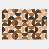 ミッドセンチュリーモダンヴィンテージパターンブラウン&ベージュ ラッピングペーパーシート (正面3)