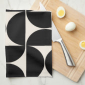 ミッドセンチュリーモダンヴィンテージパターン白黒 キッチンタオル (四つ折り)