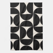 ミッドセンチュリーモダンヴィンテージパターン白黒 キッチンタオル (縦)