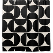 ミッドセンチュリーモダンヴィンテージパターン白黒 シャワーカーテン (正面)