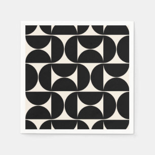 ミッドセンチュリーモダンヴィンテージパターン白黒 スタンダードカクテルナプキン